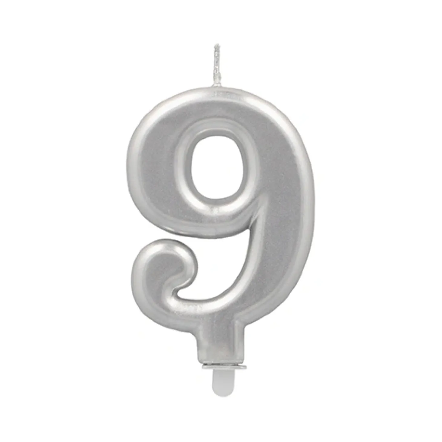 PAPSTAR Zahlenkerze mit Halter 7 cm silber "9"