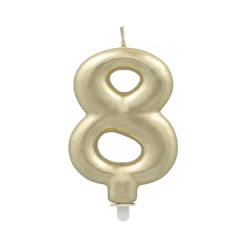PAPSTAR Zahlenkerze mit Halter 7 cm gold "8"