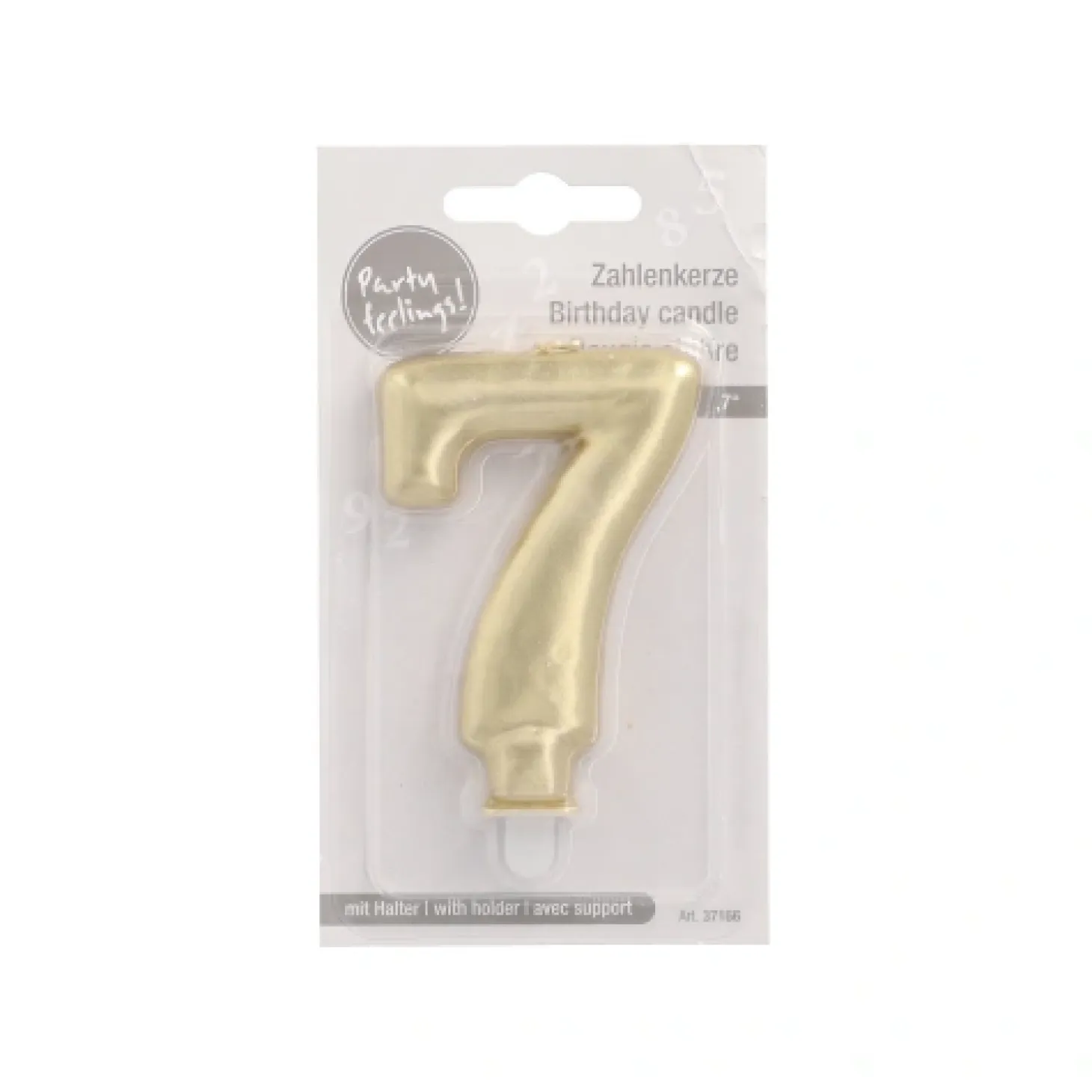 PAPSTAR Zahlenkerze mit Halter 7 cm gold "7"
