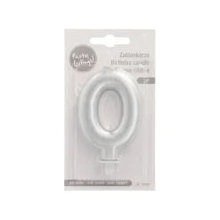 PAPSTAR Zahlenkerze mit Halter 7 cm silber 