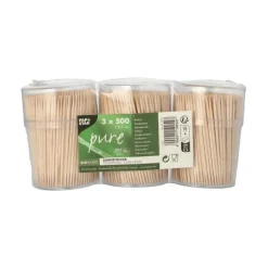 PAPSTAR Zahnstocher, Holz "pure" rund 6,7 cm im Spender