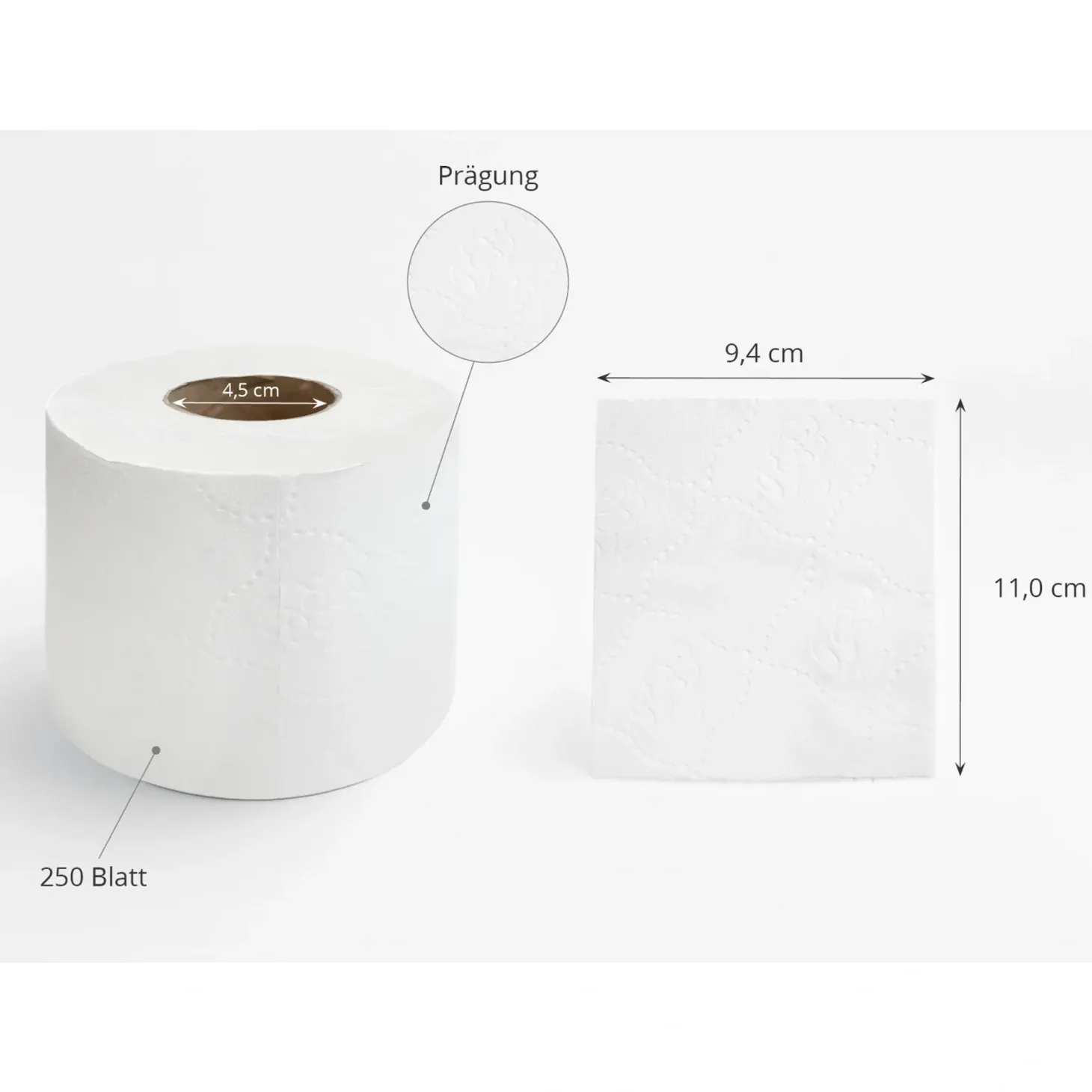 Quicky Toilettenpapier 2-lagig, weiß, 250 Blatt