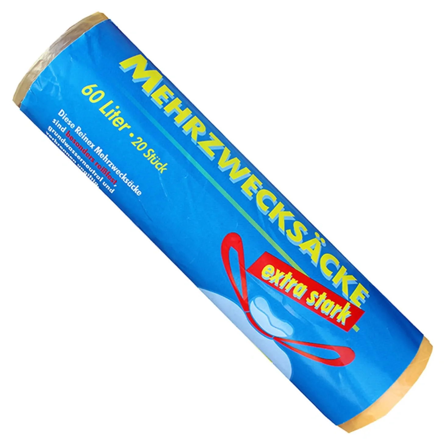Reinex Mehrzwecksäcke extra stark mit Zugband 60 Liter, gelb , 16 my