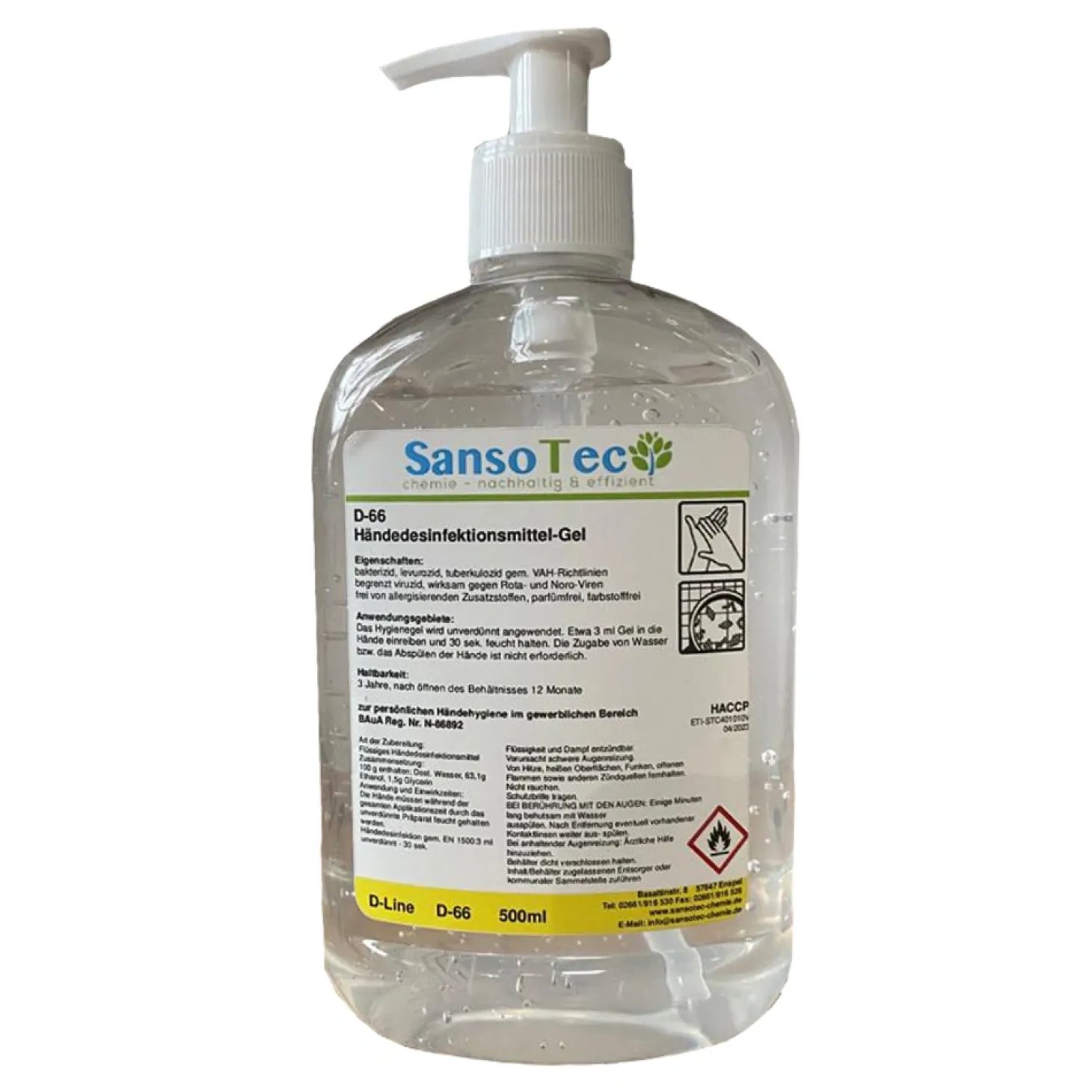 SansoTec alkoholisches Händedesinfektionsgel D66