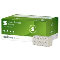 Satino by Wepa Comfort Papierhandtücher Tissue PT3, Recycling, V-Falz (ZZ), 25x23, 2-lagig, weiß
