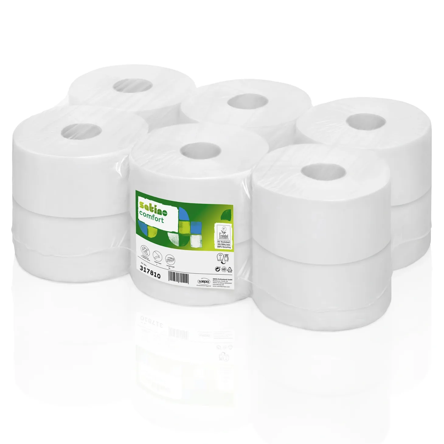 Satino by Wepa Comfort Toilettenpapier Mini Jumbo hochweiß JT1 2-lagig, 180 Meter