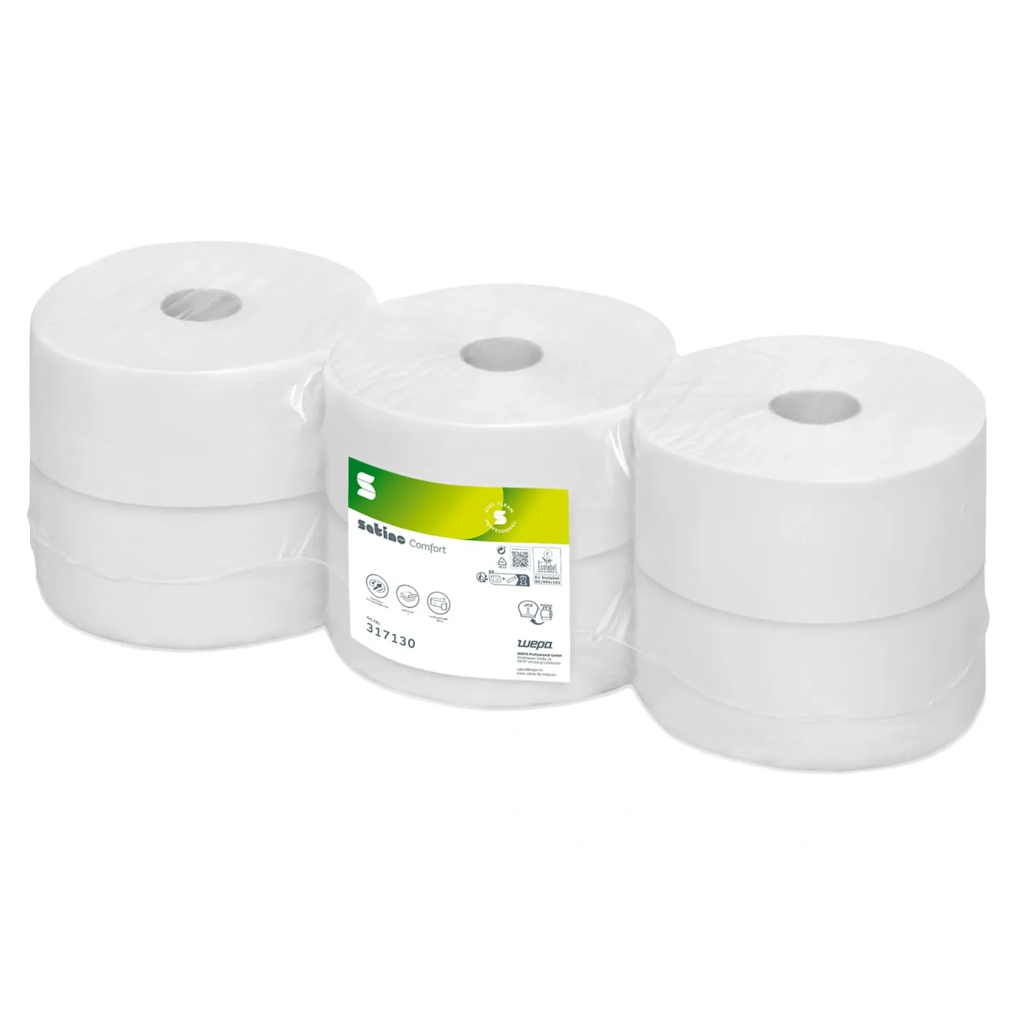 Satino by Wepa Comfort Toilettenpapier Midi Jumbo hochweiß JT2, 2-lagig, 380 Meter