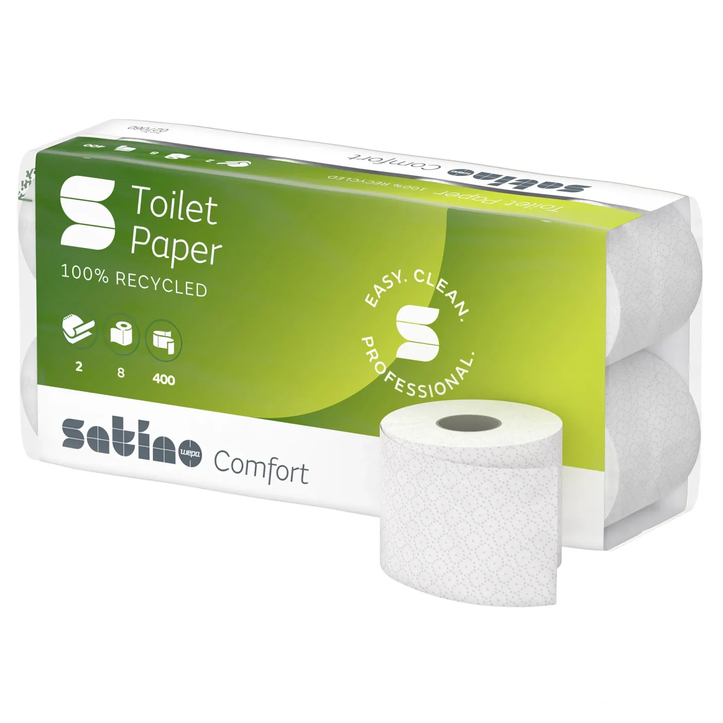 Satino by Wepa Comfort Toilettenpapier MT1, Recycling, 2-lagig, 400 Blatt