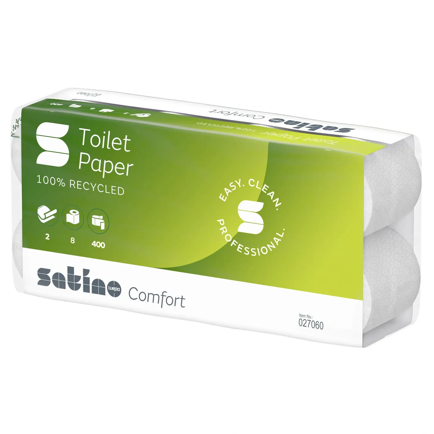 Satino by Wepa Comfort Toilettenpapier MT1, Recycling, 2-lagig, 400 Blatt