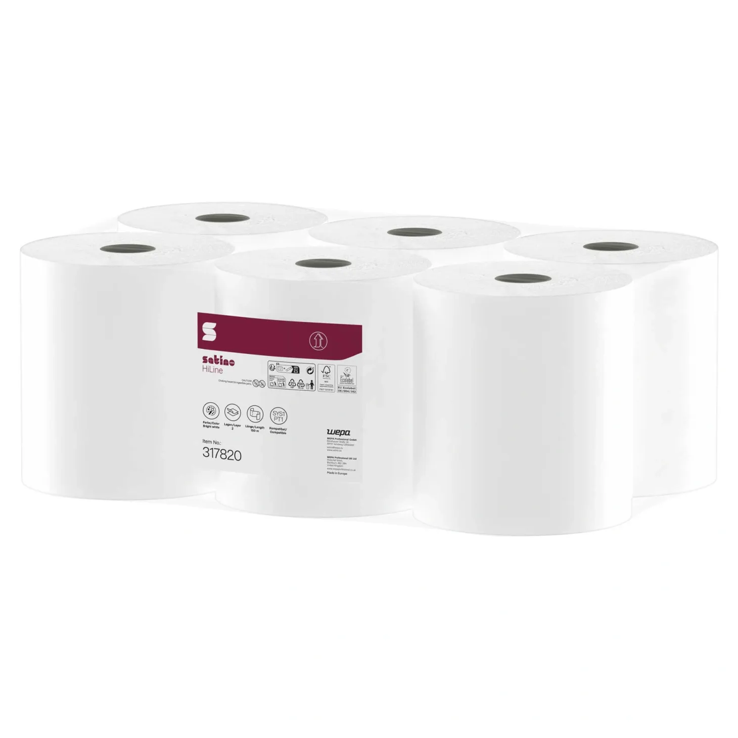Satino by Wepa HiLine Handtuchrollen Tissue PT1, 2-lagig, 150 Meter