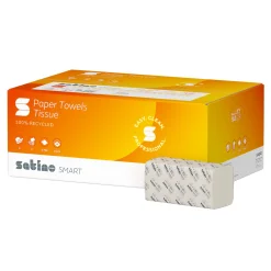 Satino by Wepa Smart Papierhandtücher Tissue PT3 PT4, Recycling, V-Falz (ZZ), 23x23, 2-lagig, weiß