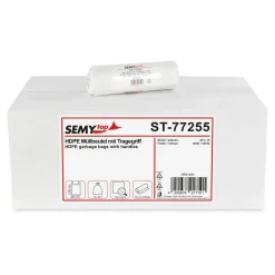 SEMYtop HDPE Müllbeutel mit Tragegriff 60 Liter, weiß, 14 my (Typ extra)