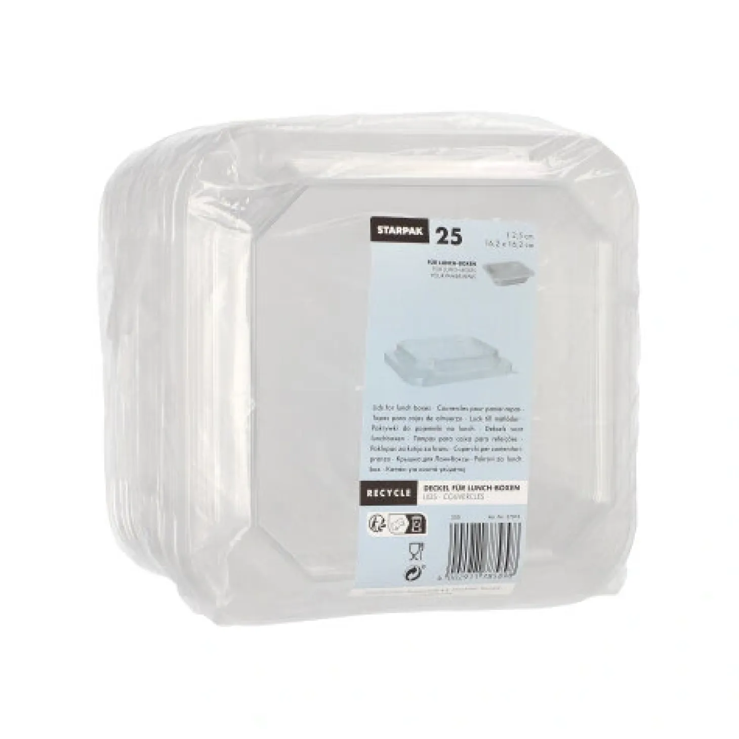 Starpak Deckel für Lunchboxen PET eckig 2,5 cm x 16,2 cm x 16,2 cm transparent
