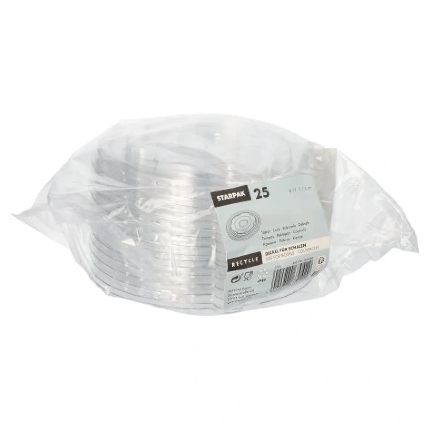 Starpak Deckel für Schalen R-PET rund Ø 17 cm, 1,5 cm weiß