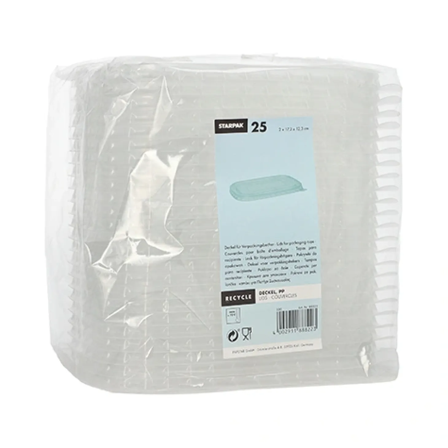 Starpak Deckel für Verpackungsbecher, PP rechteckig 1 cm x 17,3 cm x 12,3 cm transparent