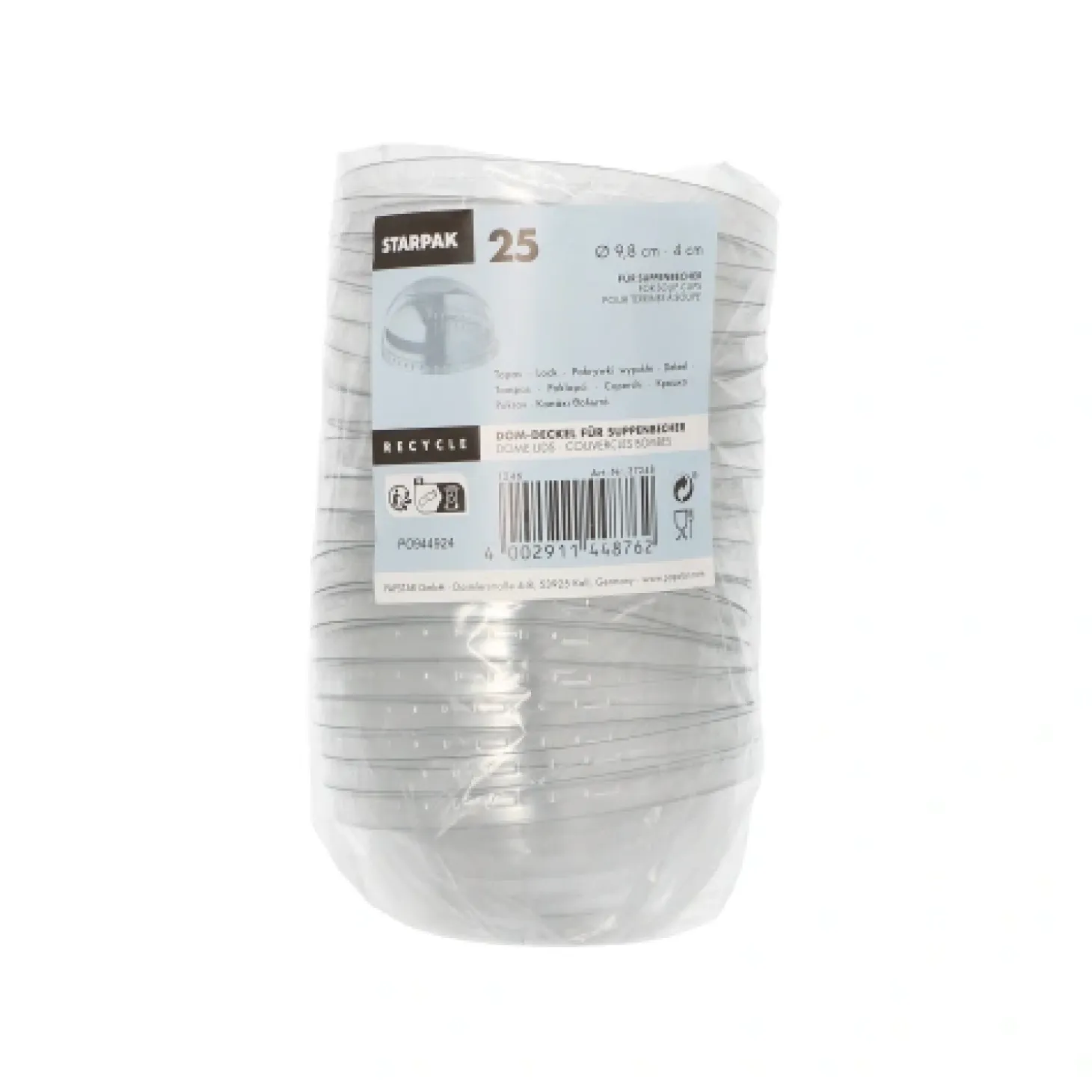 Starpak Dom-Deckel für Suppenbecher PET rund Ø 9,8 cm, 4 cm transparent