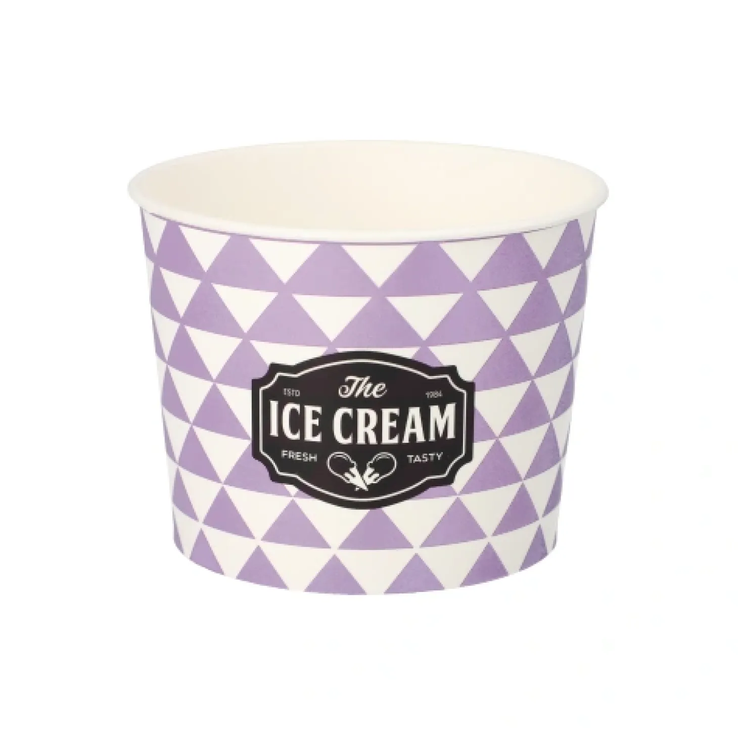 Starpak Eisbecher, Pappe rund 500 ml Ø 11 cm, 8,3 cm lila "Triangle", 10 x 50 Stück