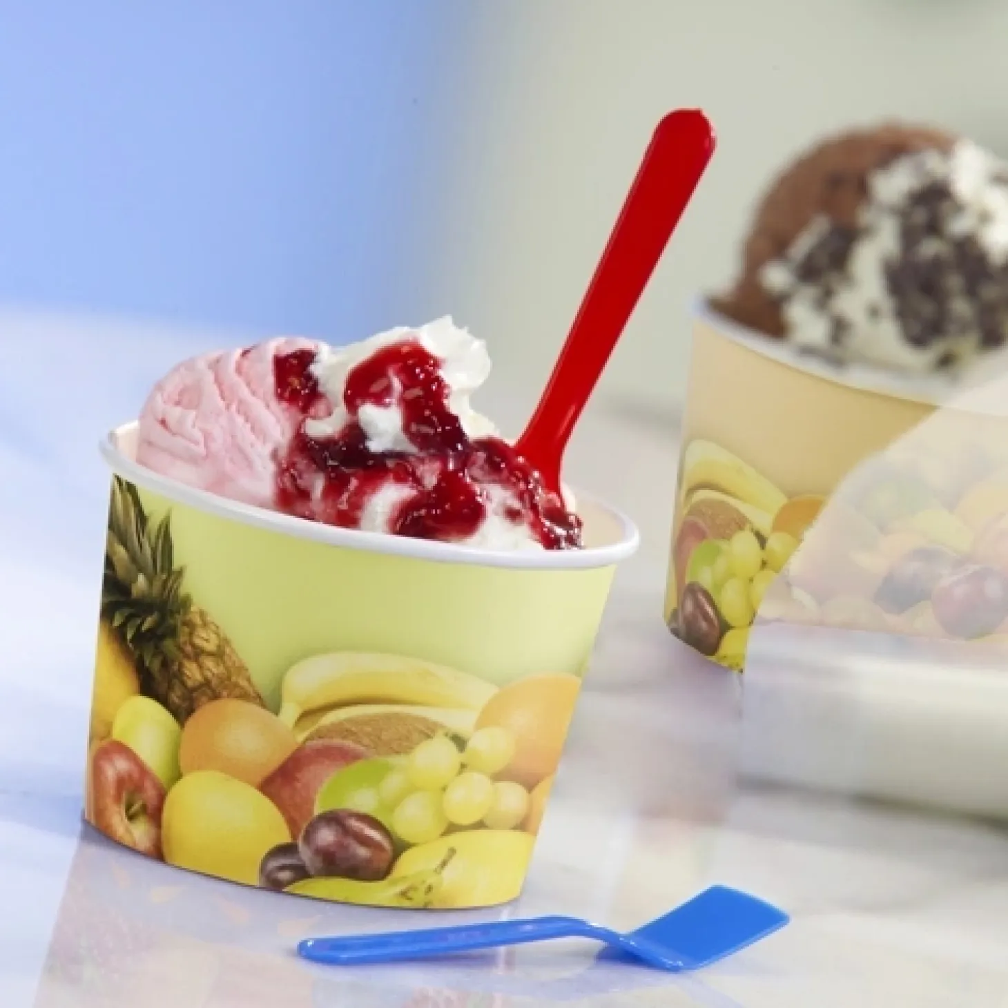 Starpak Eisbecher, Pappe rund 150 ml Ø 7,7 cm, 5,5 cm "Früchte"