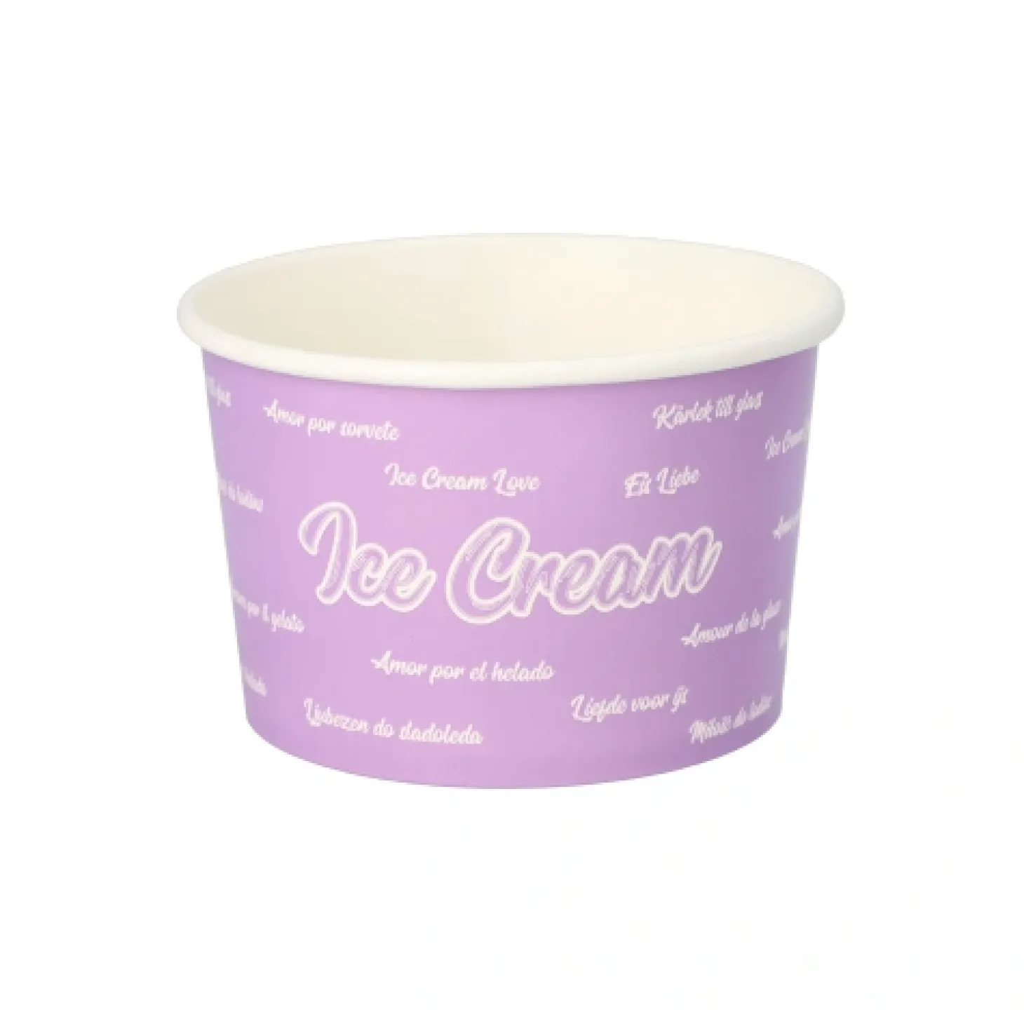 Starpak Eisbecher, Pappe rund 500 ml Ø 11,2 cm, 7,8 cm lila "Icelove", 10 x 50 Stück