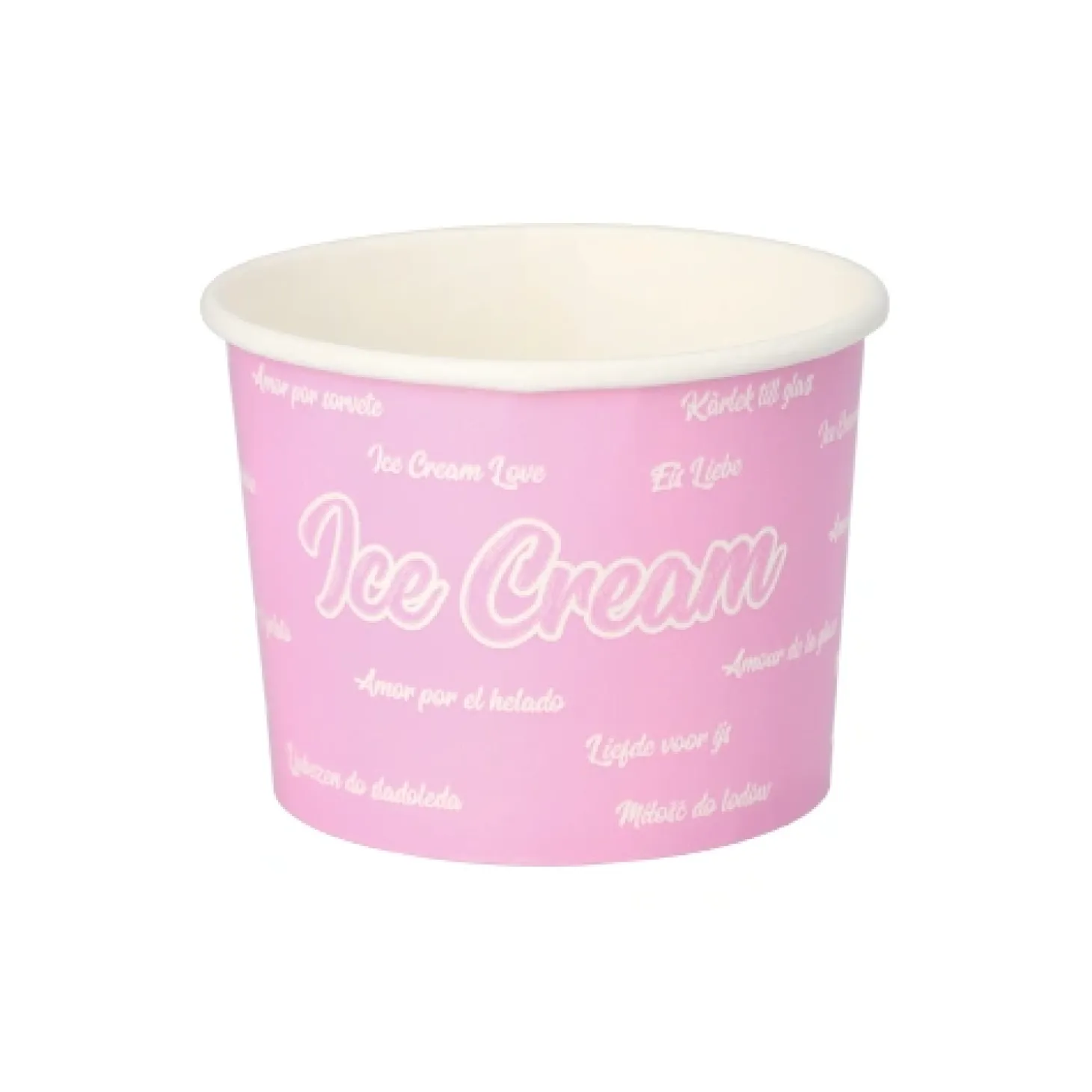 Starpak Eisbecher, Pappe rund 250 ml Ø 9,5 cm, 6,2 cm rosa "Icelove", 20 x 50 Stück