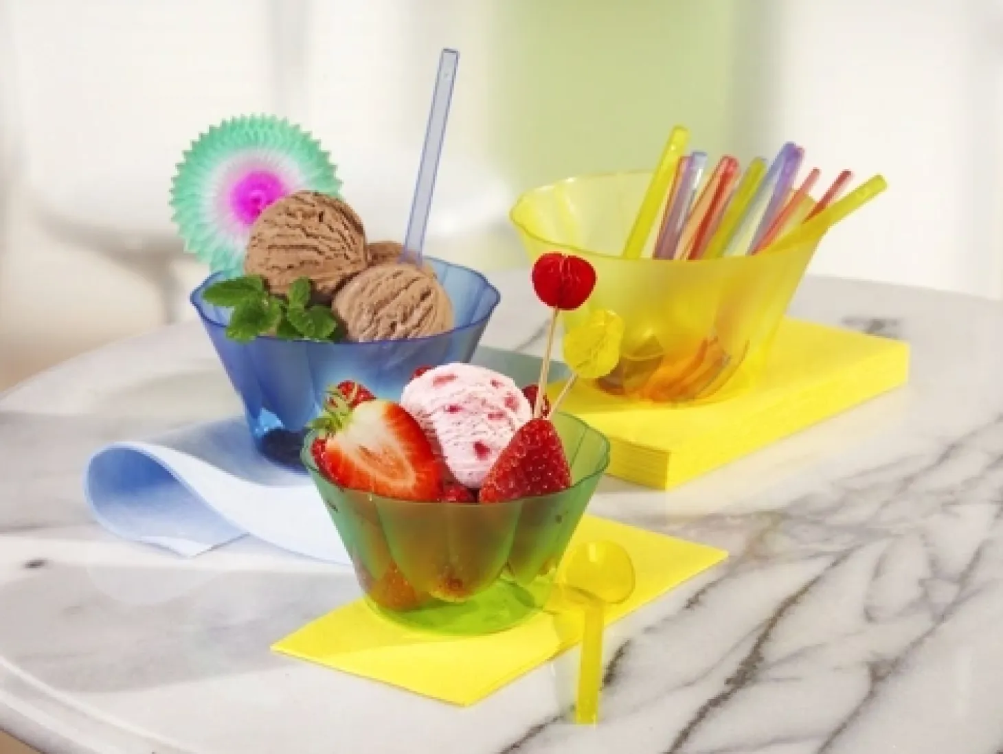 Starpak Eis- und Dessertschalen, PS rund 500 ml Ø 13 cm, 7,5 cm orange