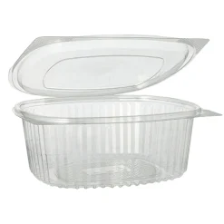 Starpak Feinkost- und Salatschalen mit Klappdeckel, R-PET oval 1000 ml 6,6 cm x 15,8 cm x 18,4 cm klar
