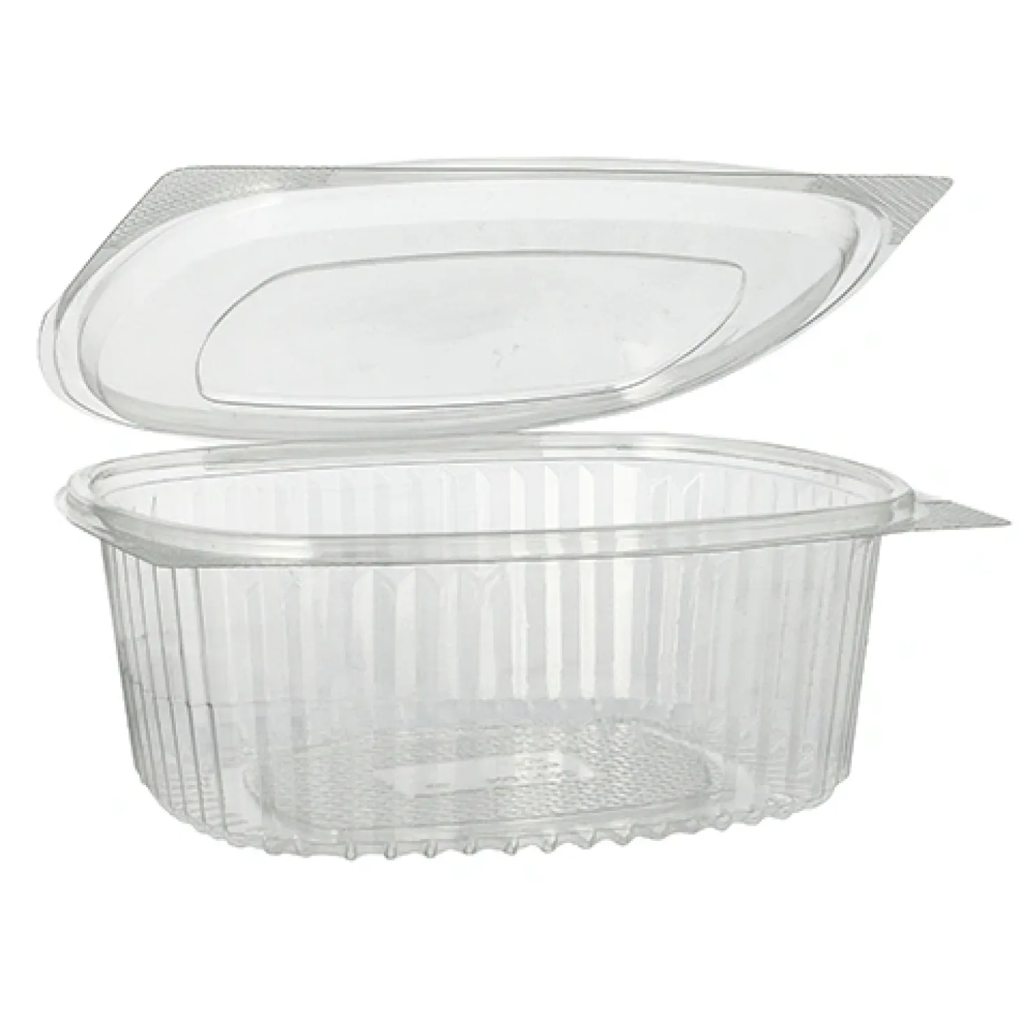 Starpak Feinkost- und Salatschalen mit Klappdeckel, R-PET oval 1000 ml 6,6 cm x 15,8 cm x 18,4 cm klar