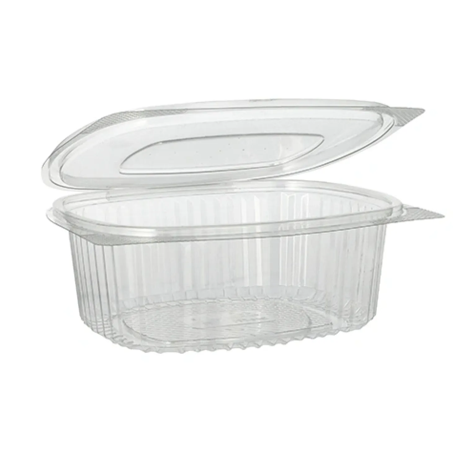 Starpak Feinkost- und Salatschalen mit Klappdeckel, R-PET oval 750 ml 6,2 cm x 14,4 cm x 17,5 cm klar
