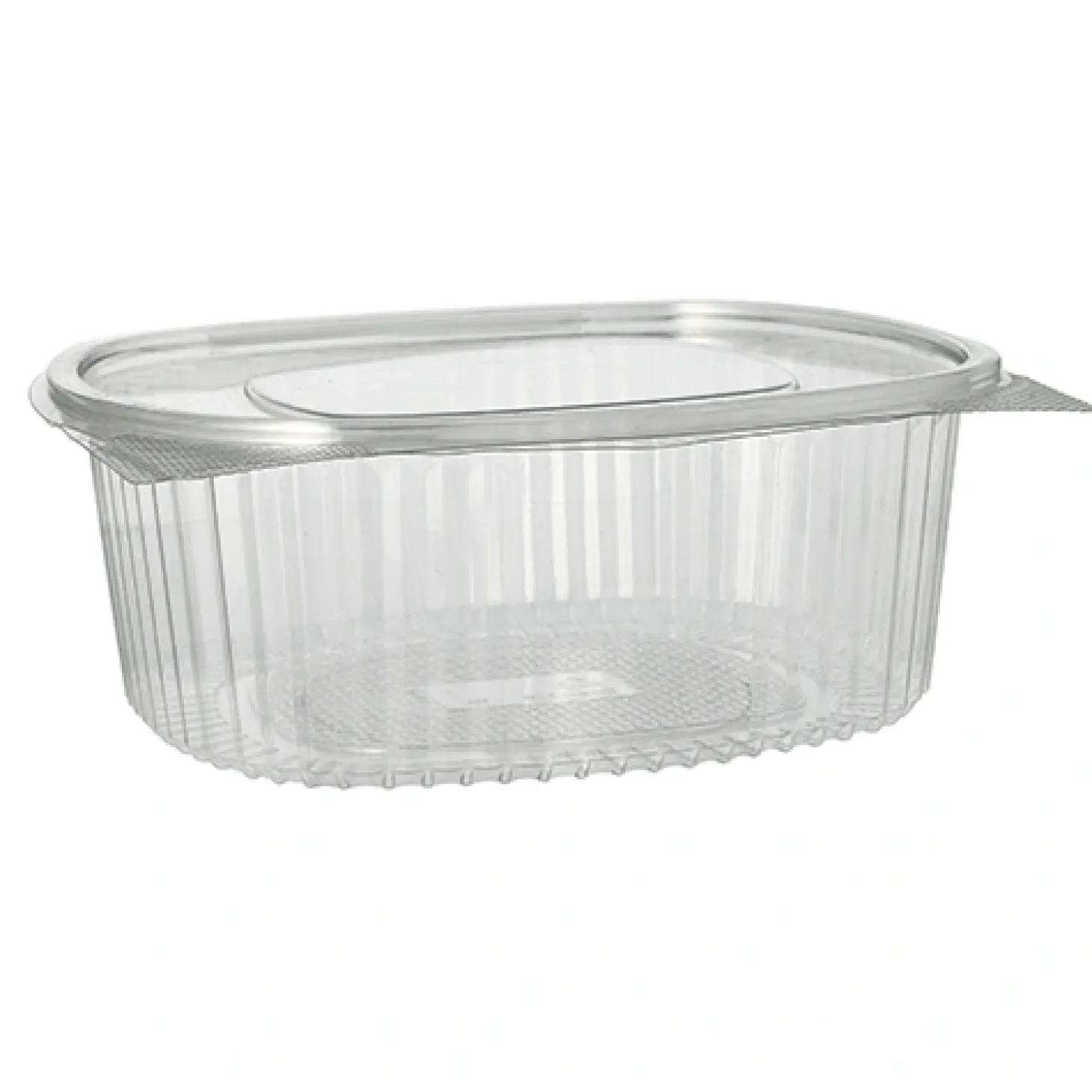Starpak Feinkost- und Salatschalen mit Klappdeckel, R-PET oval 1500 ml 7,6 cm x 18,2 cm x 20,8 cm klar