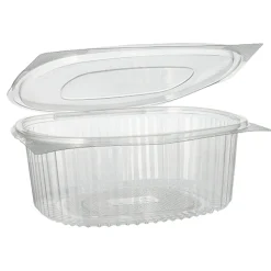 Starpak Feinkost- und Salatschalen mit Klappdeckel, R-PET oval 1500 ml 7,6 cm x 18,2 cm x 20,8 cm klar