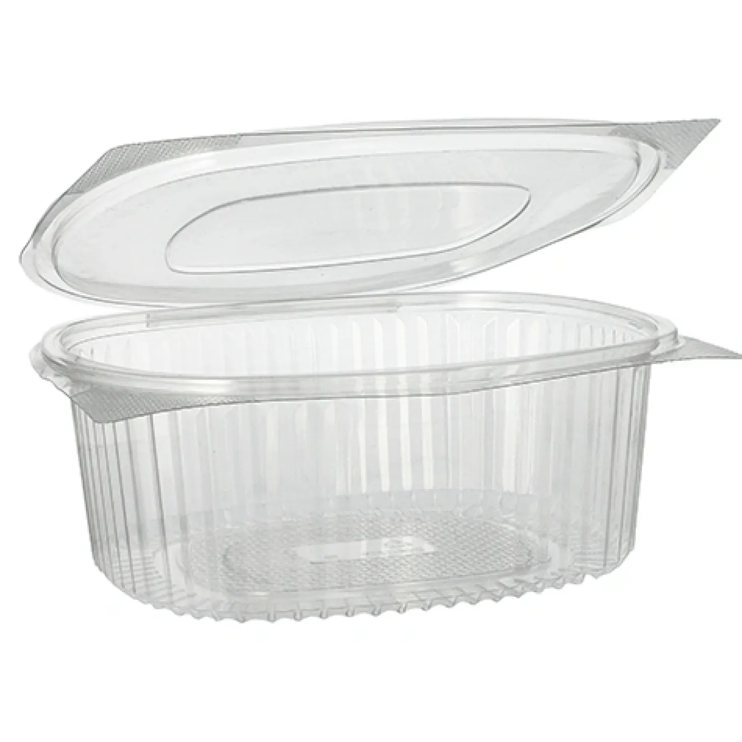 Starpak Feinkost- und Salatschalen mit Klappdeckel, R-PET oval 1500 ml 7,6 cm x 18,2 cm x 20,8 cm klar