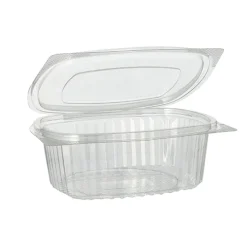 Starpak Feinkost- und Salatschalen mit Klappdeckel, R-PET oval 500 ml 5,5 cm x 12,4 cm x 15 cm klar