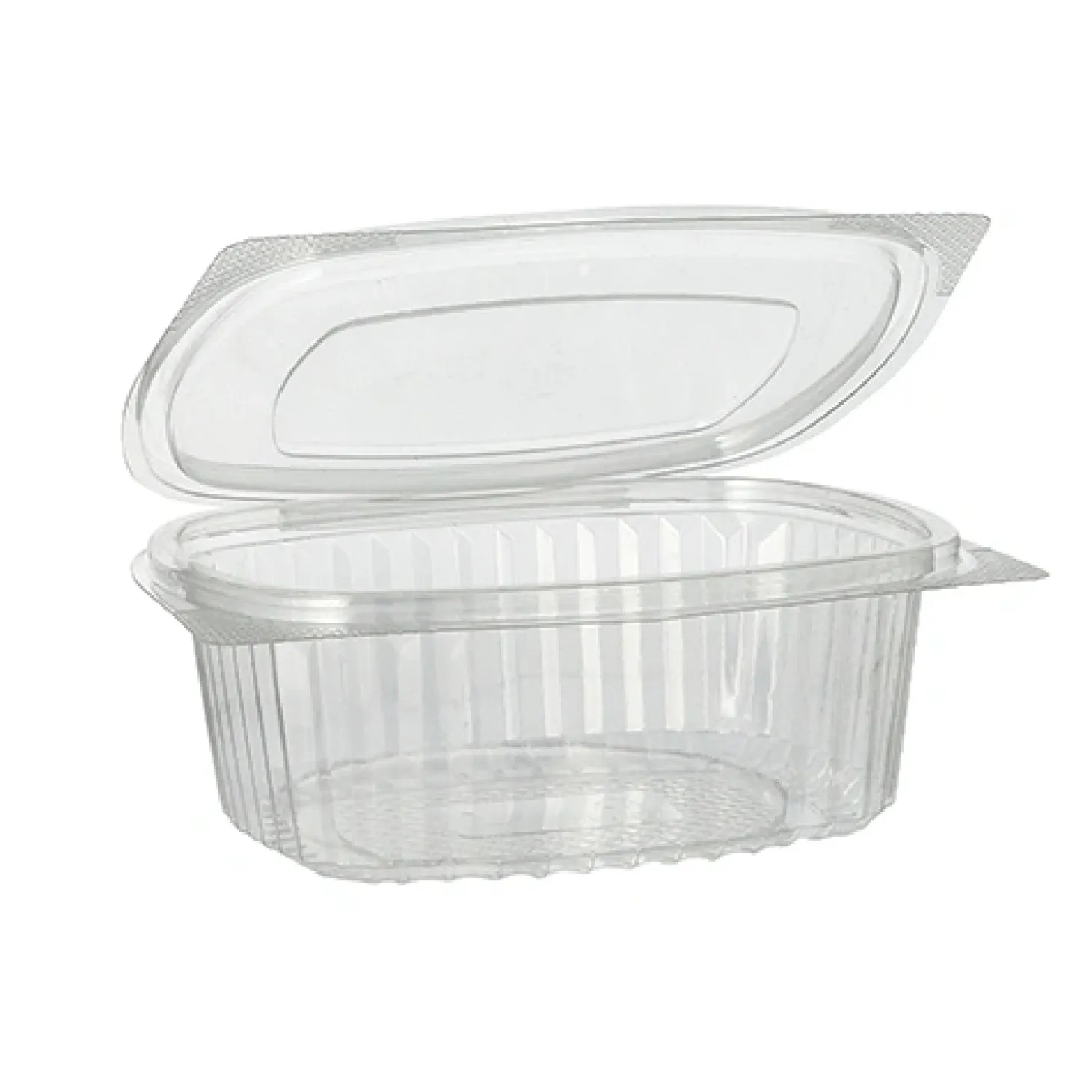Starpak Feinkost- und Salatschalen mit Klappdeckel, R-PET oval 500 ml 5,5 cm x 12,4 cm x 15 cm klar