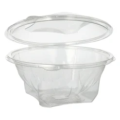 Starpak Feinkost- und Salatschalen mit Klappdeckel, R-PET rund 1000 ml Ø 18,5 cm, 7,8 cm glasklar