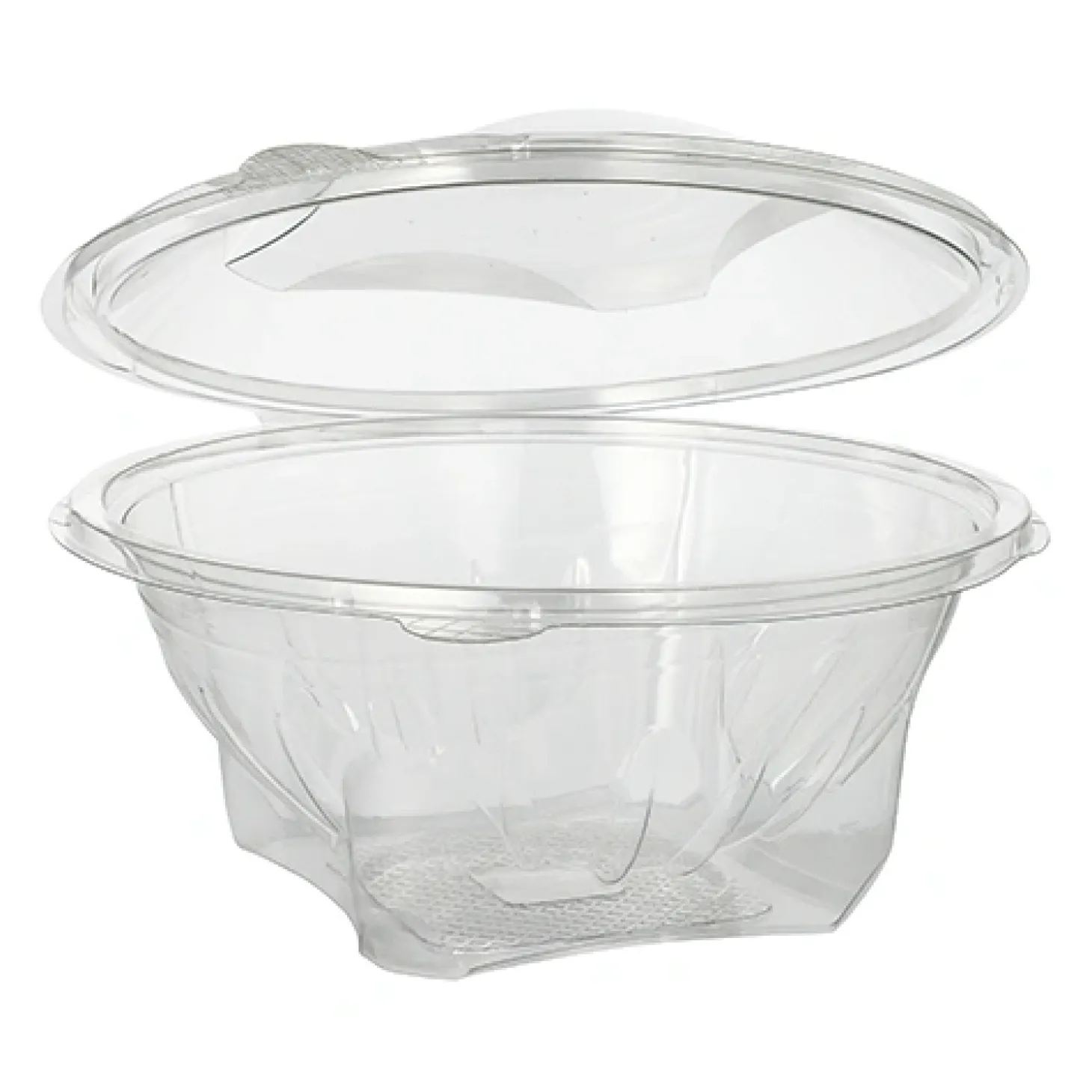 Starpak Feinkost- und Salatschalen mit Klappdeckel, R-PET rund 1000 ml Ø 18,5 cm, 7,8 cm glasklar