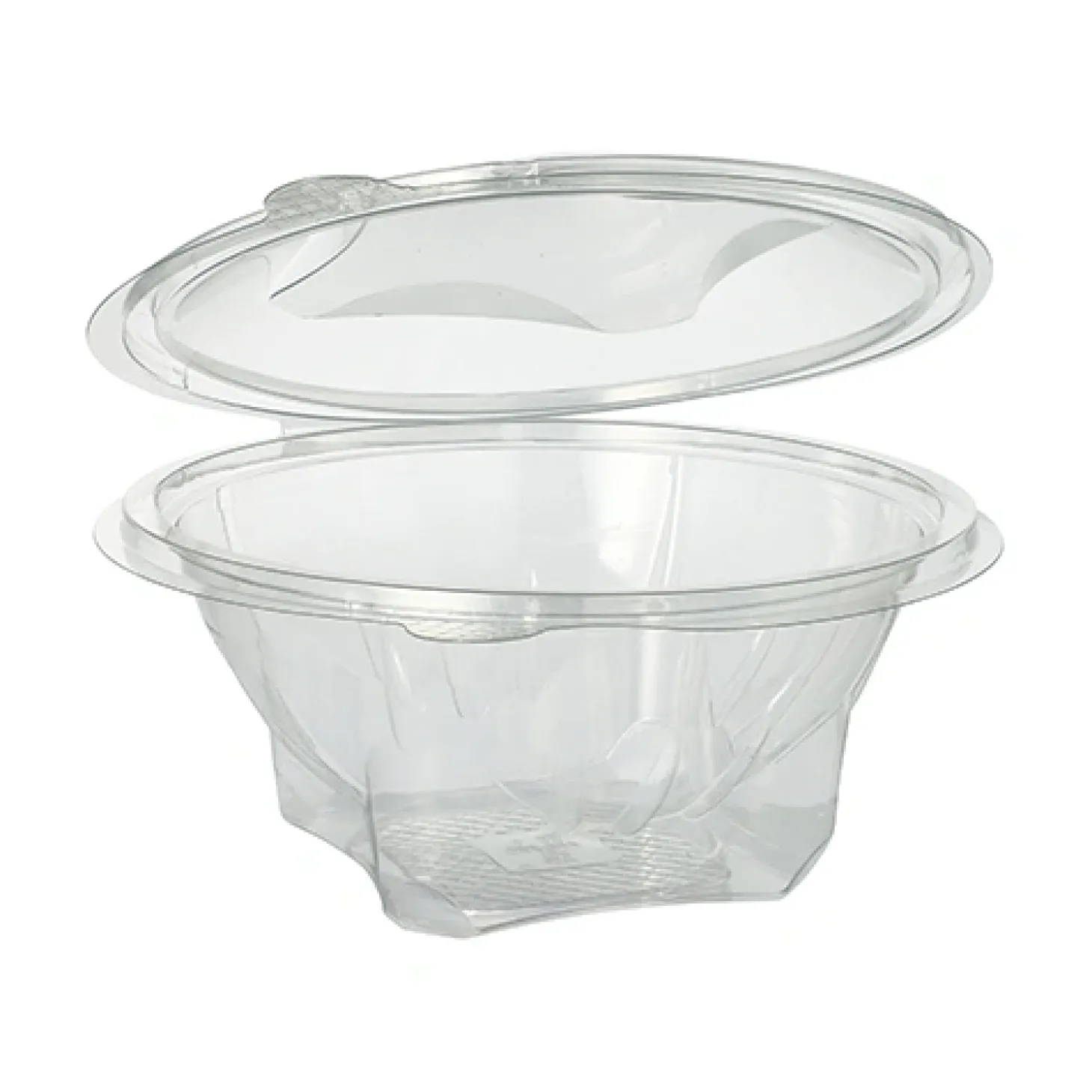 Starpak Feinkost- und Salatschalen mit Klappdeckel, R-PET rund 750 ml Ø 17,4 cm, 7,3 cm glasklar
