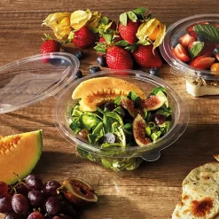 Starpak Feinkost- und Salatschalen mit Klappdeckel, R-PET rund 500 ml Ø 15,5 cm, 6,8 cm glasklar