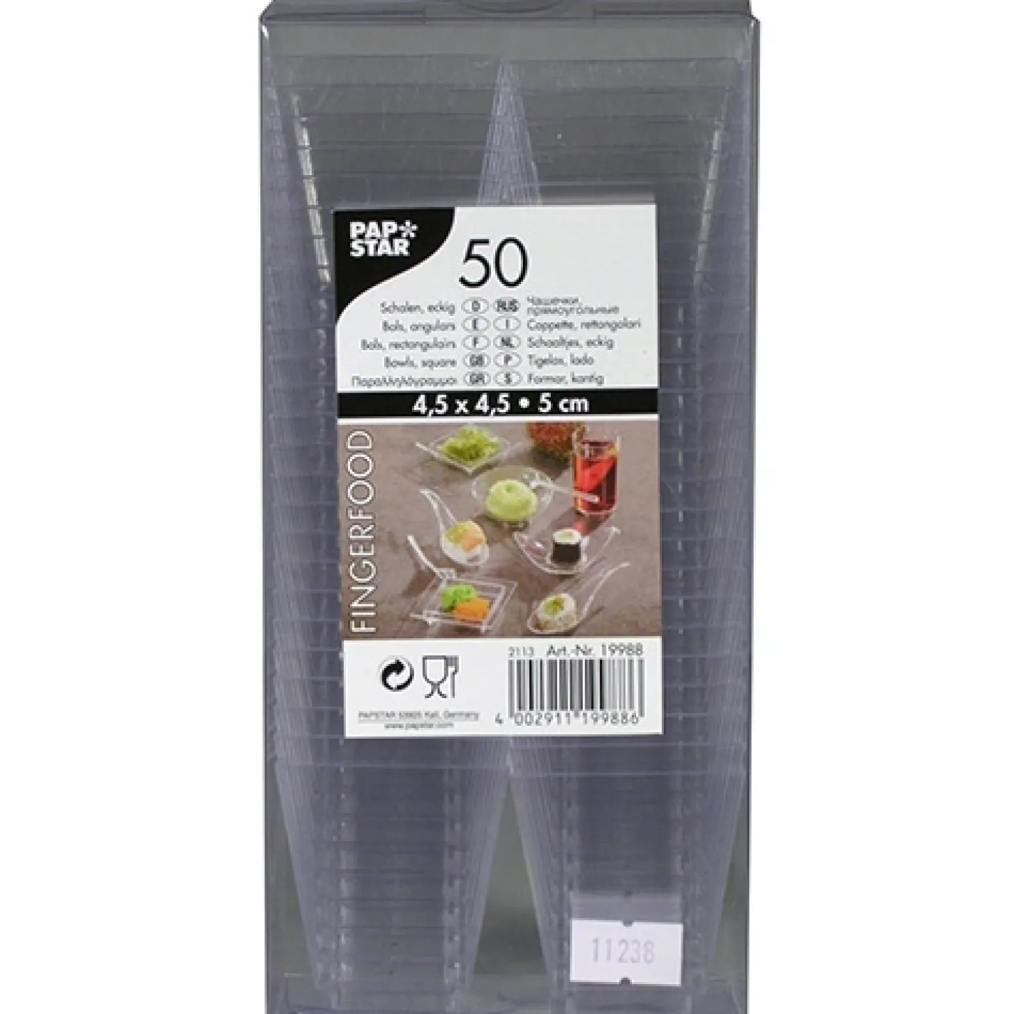 Starpak Fingerfood - Schalen, PS eckig 50 ml 5 cm x 4,5 cm x 4,5 cm glasklar