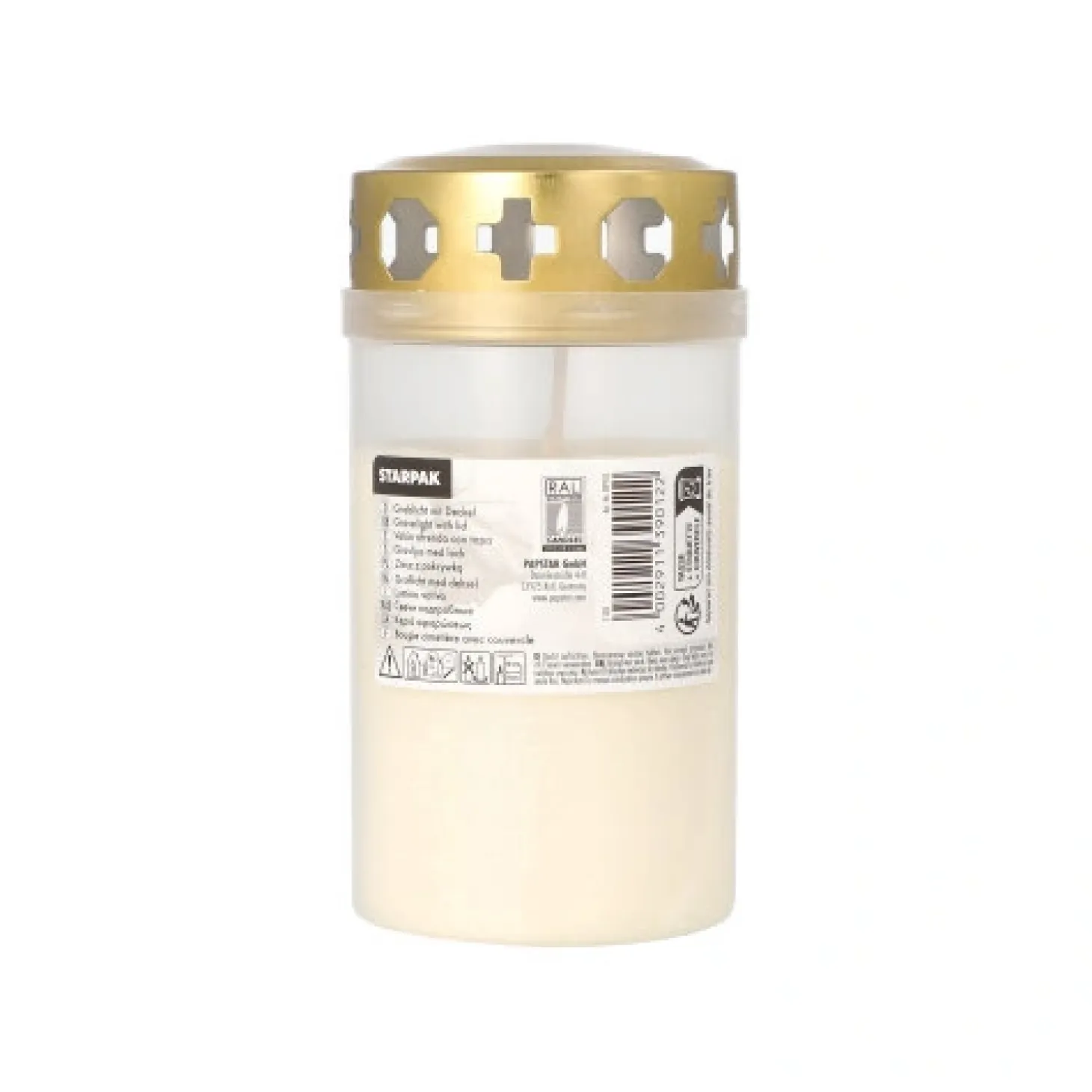 Starpak Grablicht mit Golddeckel Ø 6,4 cm, 12,5 cm transparente Hülle