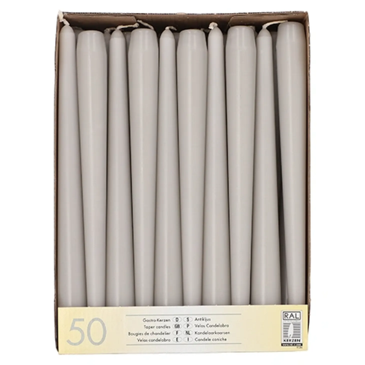 Starpak Leuchterkerzen Ø 2,2 cm, 25 cm hellgrau, 2 x 50 Stück
