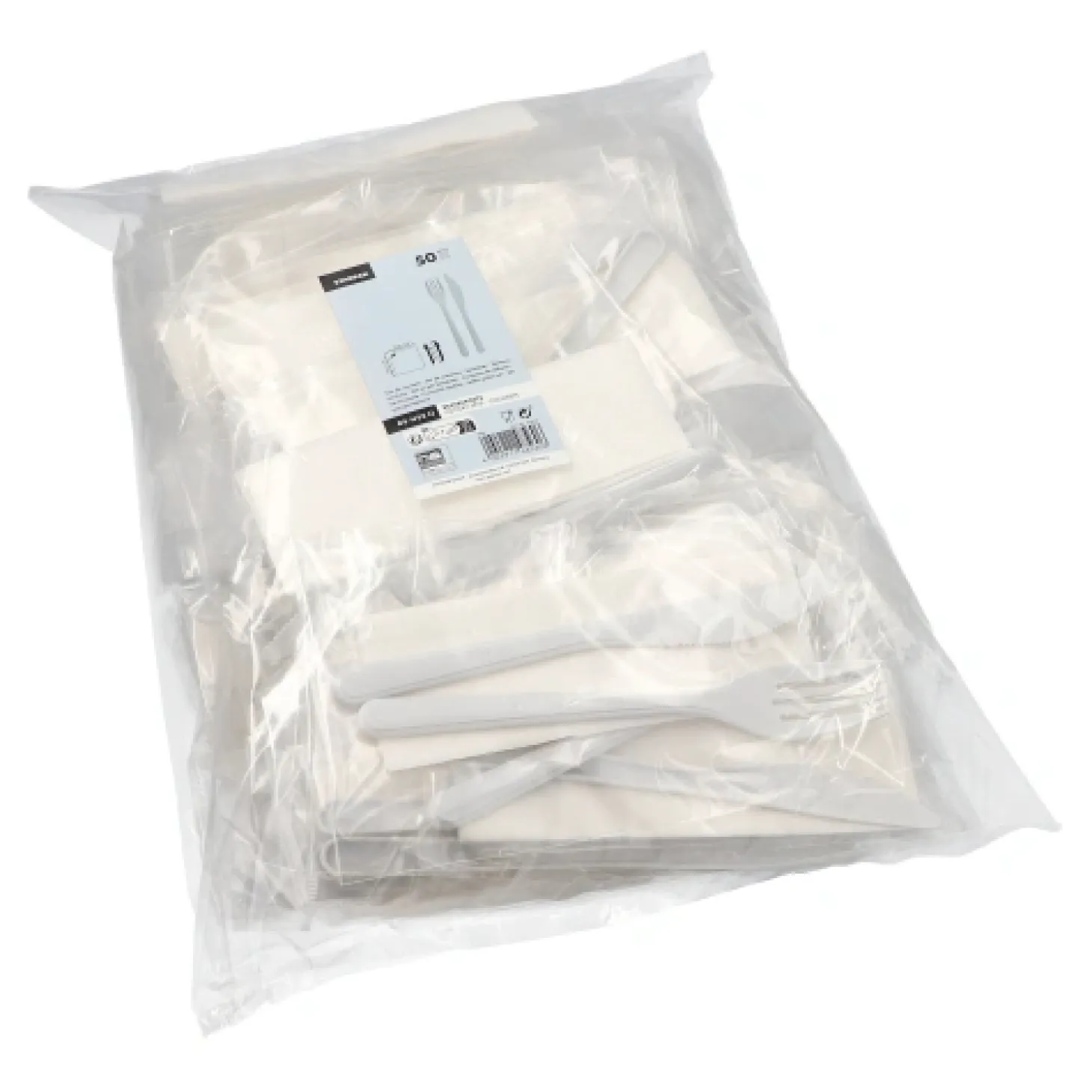 Starpak Mehrweg-Bestecksets PP-MF 22 cm : Messer, Gabel, Serviette in Folienbeutel