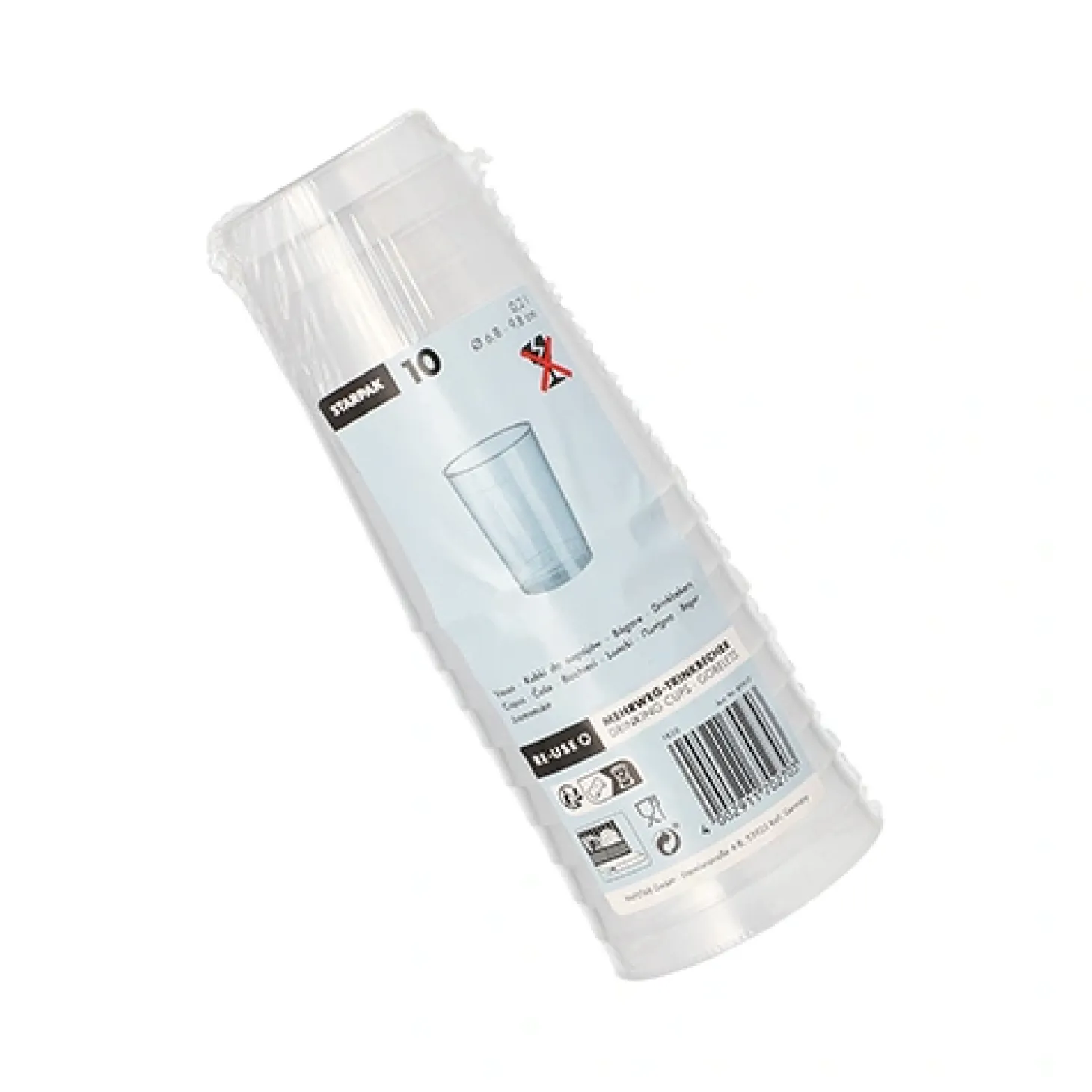 Starpak Mehrweg-Trinkbecher PP 0,2 l Ø 6,8 cm, 9,8 cm transluzent unzerbrechlich, 24 x 10 Stück