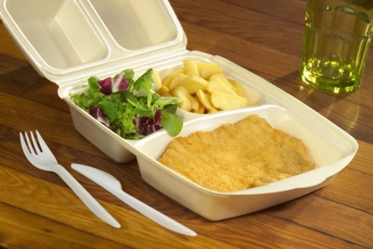 Starpak Menüboxen mit Klappdeckel, XPS 3-geteilt 7,5 cm x 22 cm x 28,5 cm beige laminiert
