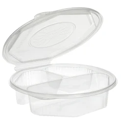 Starpak Menüboxen mit Klappdeckeln, PP 3-geteilt 5,9 cm x 21,5 cm x 21,5 cm transparent 8-eckig