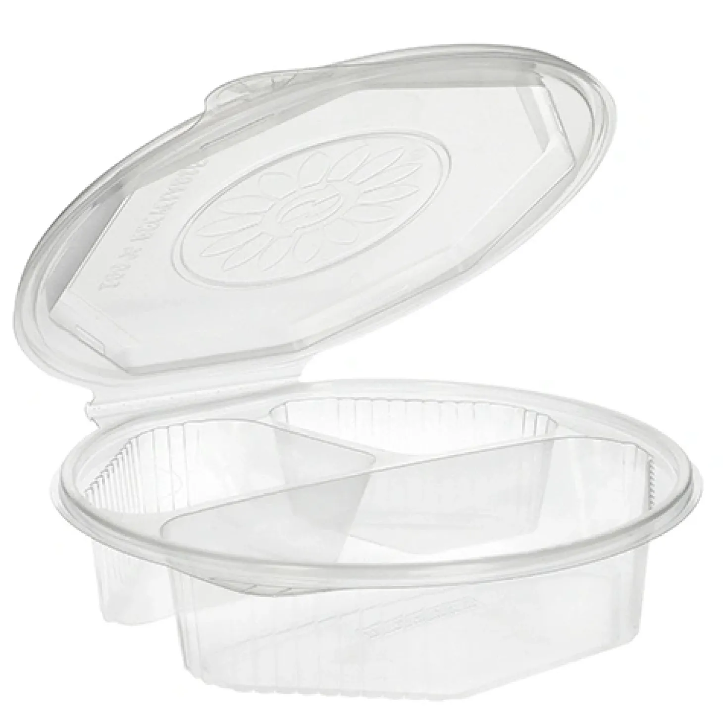 Starpak Menüboxen mit Klappdeckeln, PP 3-geteilt 5,9 cm x 21,5 cm x 21,5 cm transparent 8-eckig