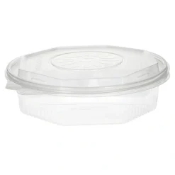 Starpak Menüboxen mit Klappdeckeln, PP 3-geteilt 5,9 cm x 21,5 cm x 21,5 cm transparent 8-eckig