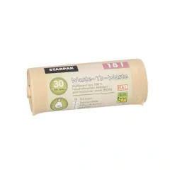 Starpak Müllbeutel aus 100% PCW "Waste-To-Waste" 18 l 52 cm x 46 cm beige 10 my, 30 x 30 Stück