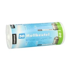 Starpak Müllbeutel, HDPE 60 l 81 cm x 63 cm weiß