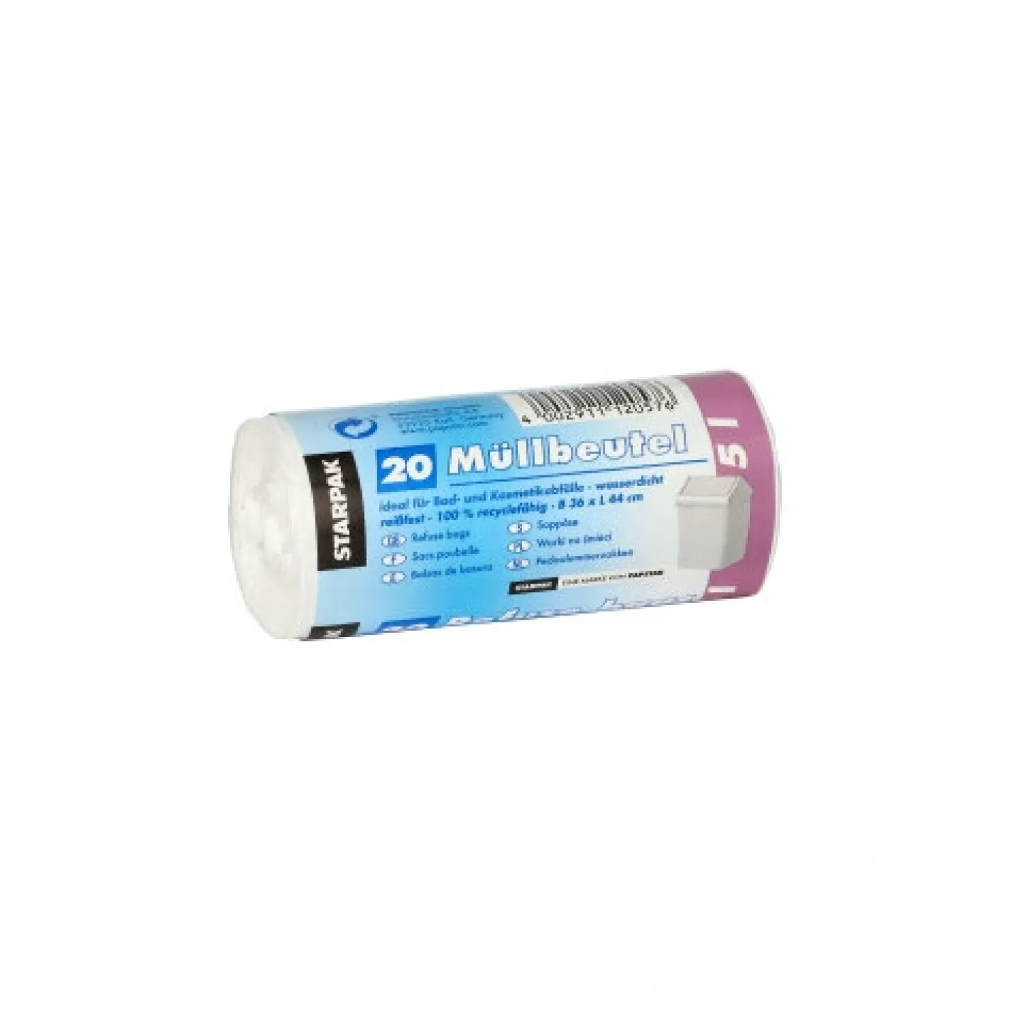 Starpak Müllbeutel, LDPE 5 l 44 cm x 36 cm weiß, 20 x 20 Stück