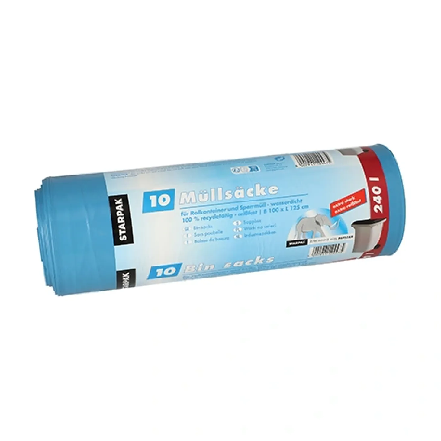 Starpak Müllsäcke, LDPE 240 l 125 cm x 100 cm blau extra stark und extra reißfest, 6 x 10 Stück